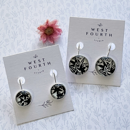 Black and White Earrings made with Japanese Papers