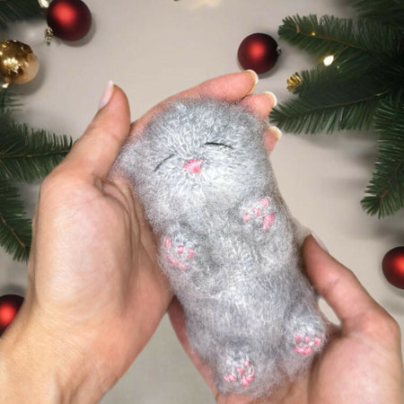 Sleepy Gray Kitty Toy