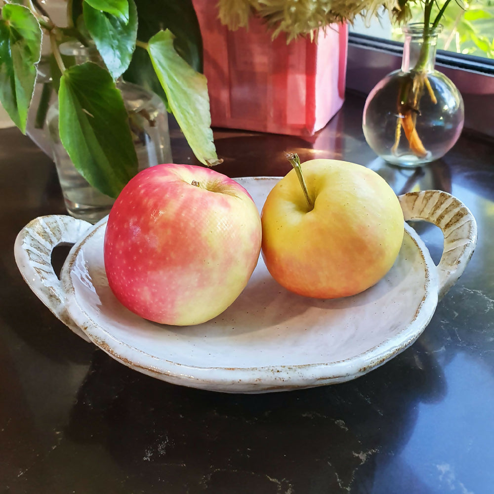 white ceramic lolly dish or serving plate for nuts - rustic style - Julie Ann Smith Art