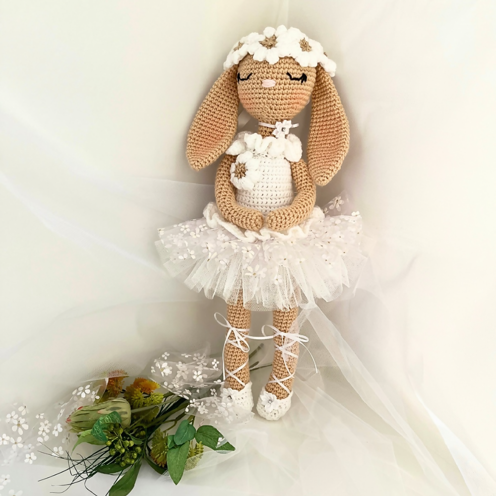 Crochet Bunny Doll, Crochet Ballerina Soft Doll