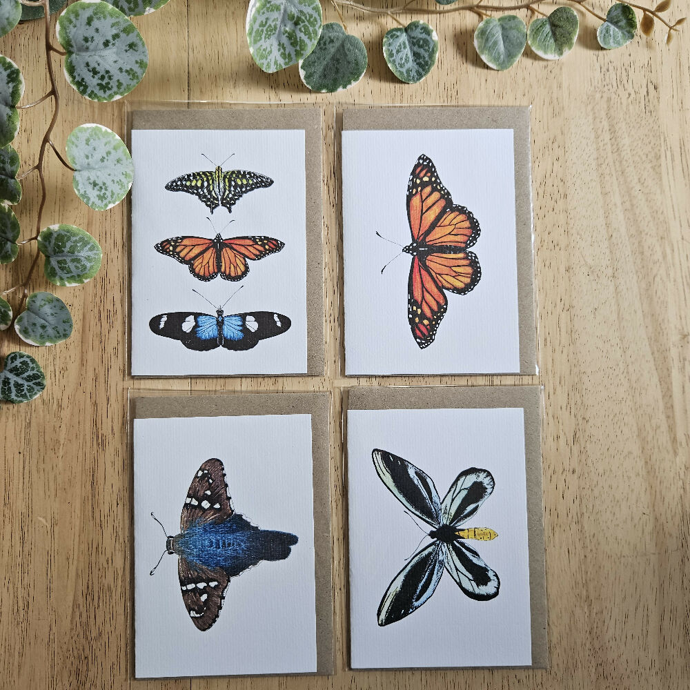 Watercolour Greeting Cards - Butterflies - Set of 4