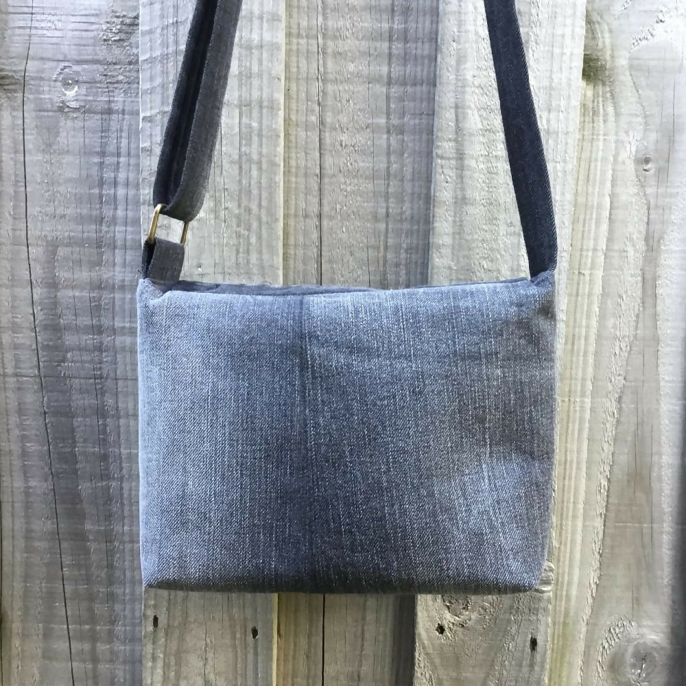 Upcycled Grey Denim Messenger Bag – Cork Star