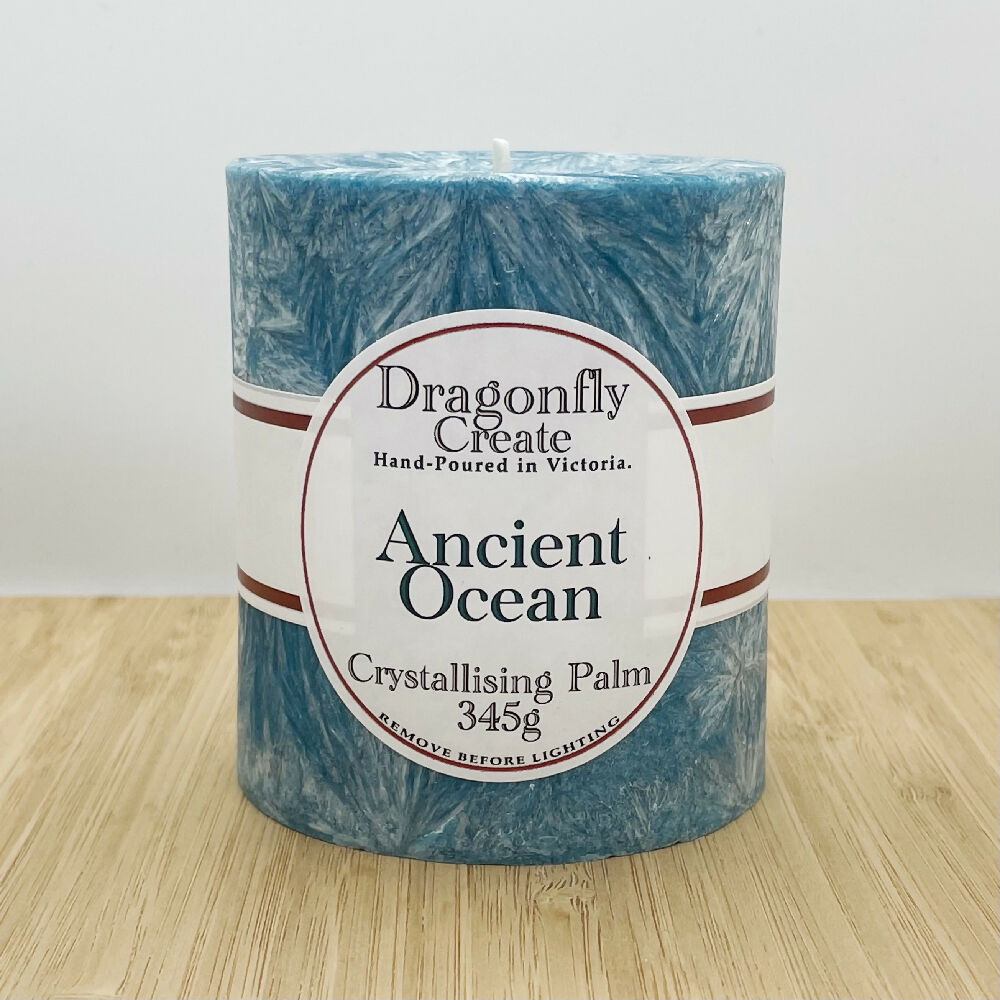 Ancient Ocean | Crystallising Palm Wax Pillar Candle | 38/42 Hours