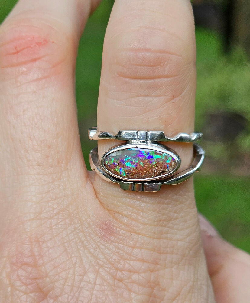 CutLines Australian Opal Statement Ring