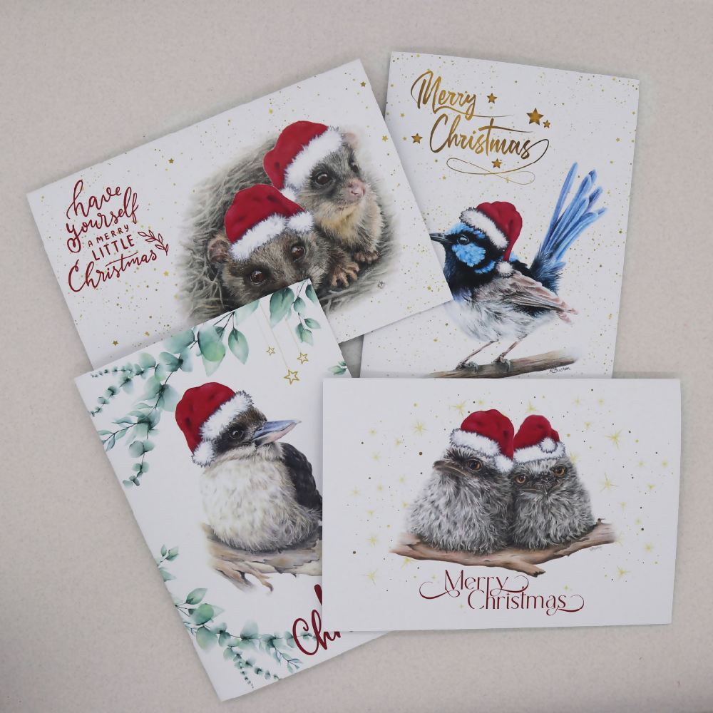 Australian-artist-christmas-card-australian-wildlife-four-pack