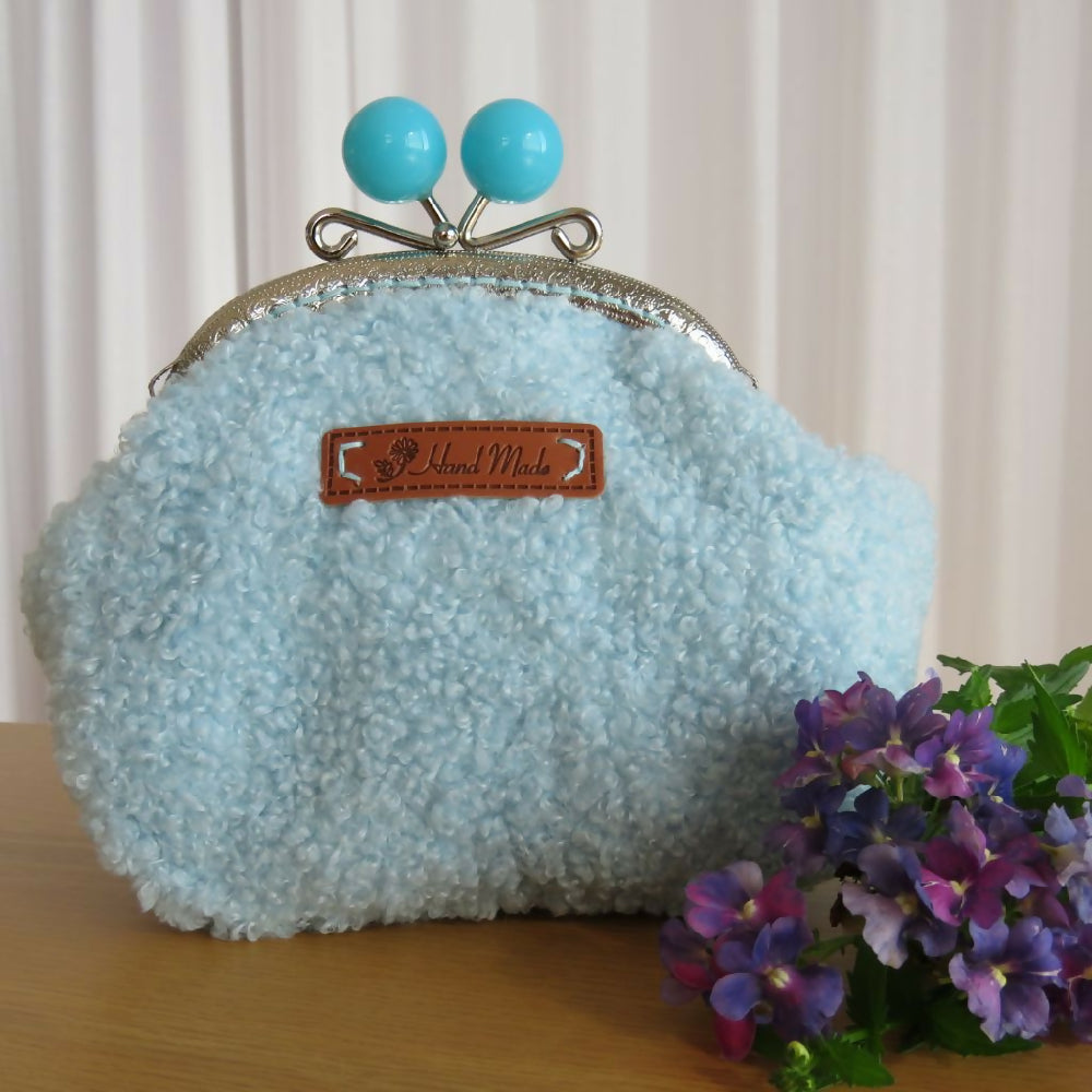 Boucle Purse Large with metal Silver Frame Blue #1
