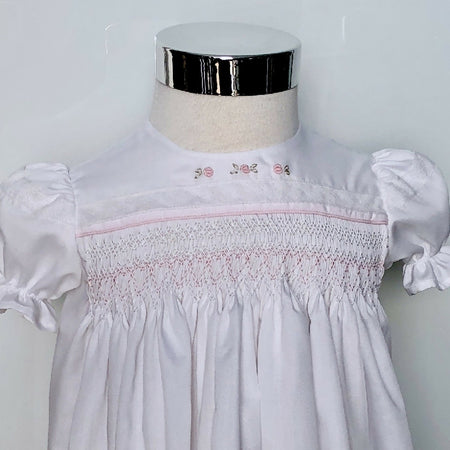 Hand-smocked and embroidered baby dress - 6 month size