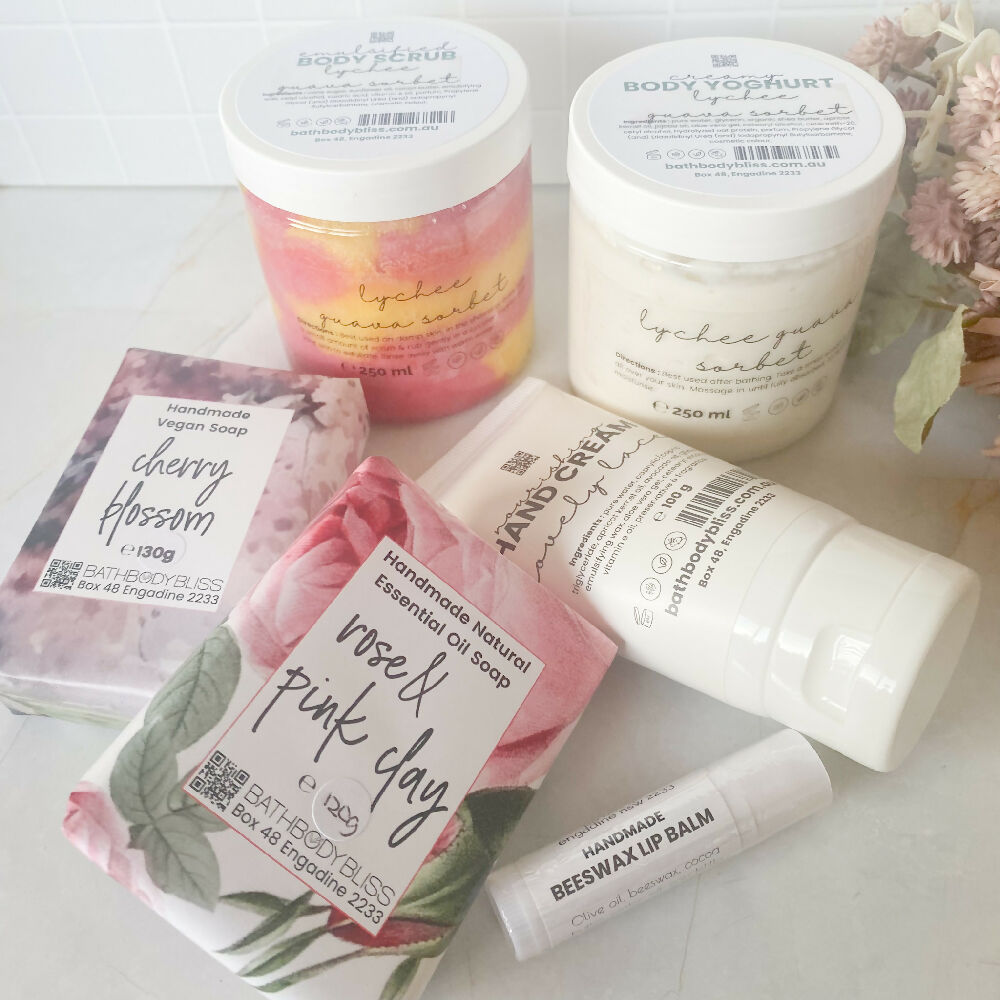 Handmade Giftbox Bundle - soaps, scrub, body butter, handcream & lip balm