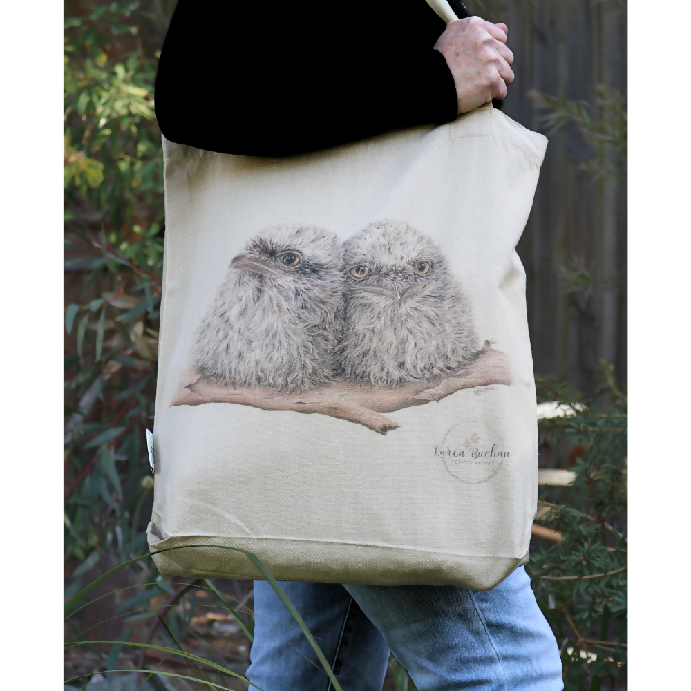 Australian-artist-illustration-tote-bag-tawny-frogmouth-in-use