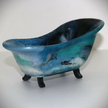 Blue/Black Resin Claw Foot Bath Trinket Tray / Soap dish