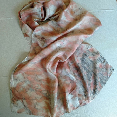 Silk scarf hand eco printed