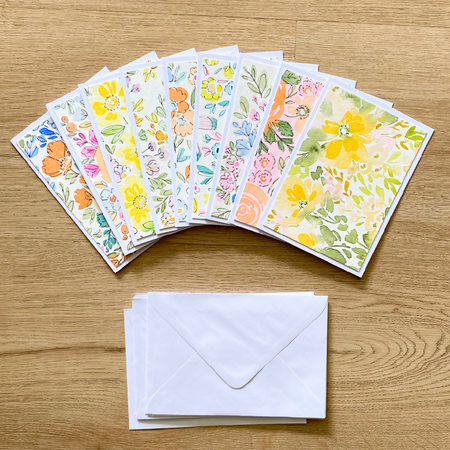 Set of 9 Original Hand Painted Notecards (f) Free Postage