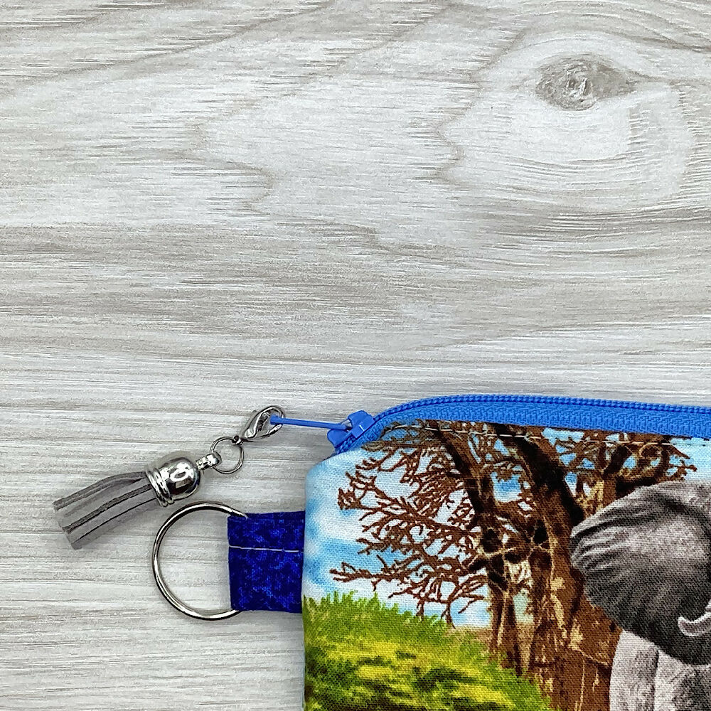 Elephants Zip Pouch (21cm x 16cm) Fully lined, lightly padded