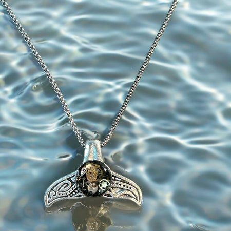 Steampunk whale tail watch pieces necklace