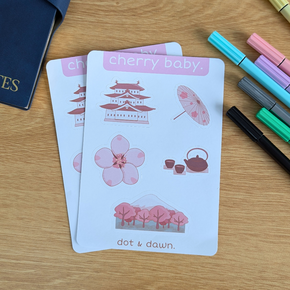 cherry baby sticker sheet