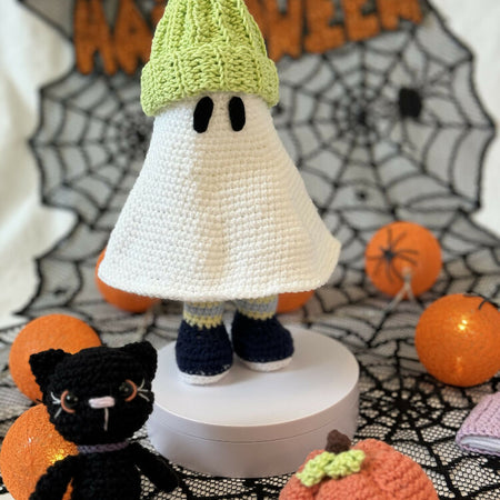 Stuffed Halloween Ghost in Beany Toy Gift - Amigurumi Handmade Crochet