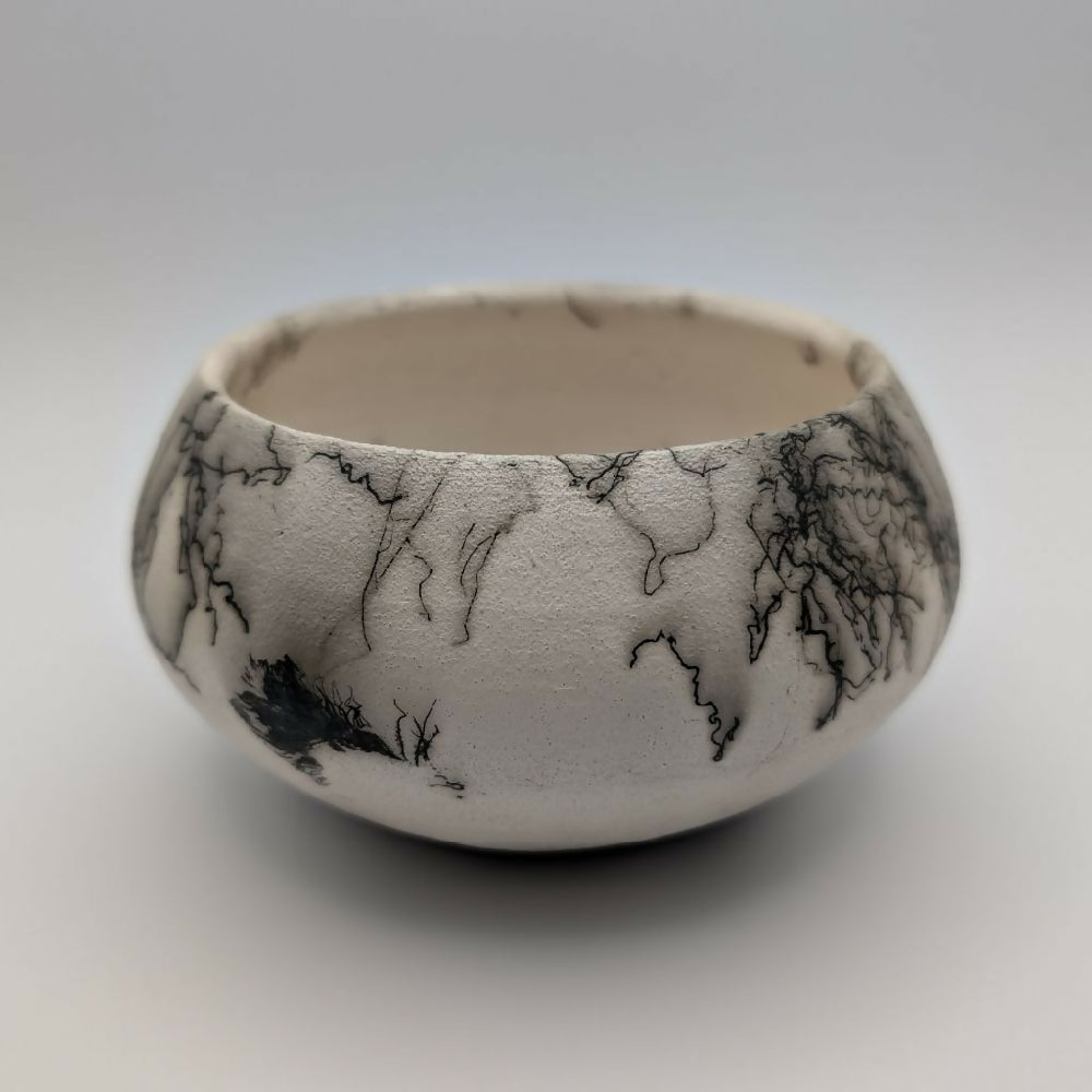 Feather and Hair Raku Wide Bowl