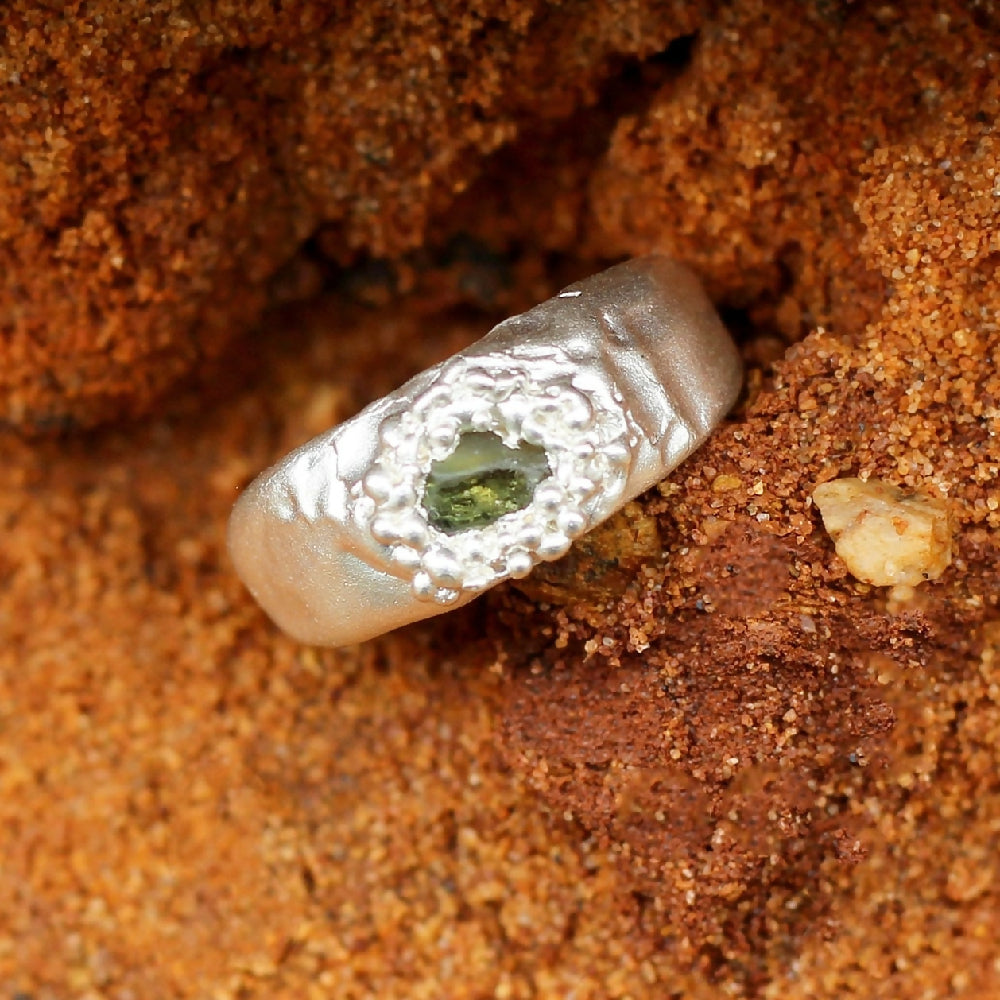 Raw sapphire & silver chunky ring