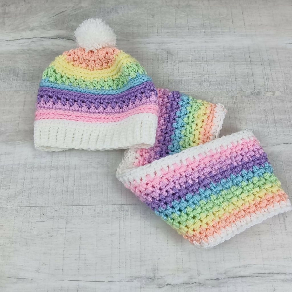 Rainbow Beanie and Cowl 3