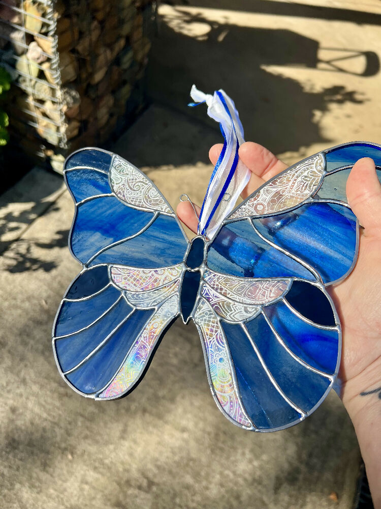 Blue Stainedglass Butterfly