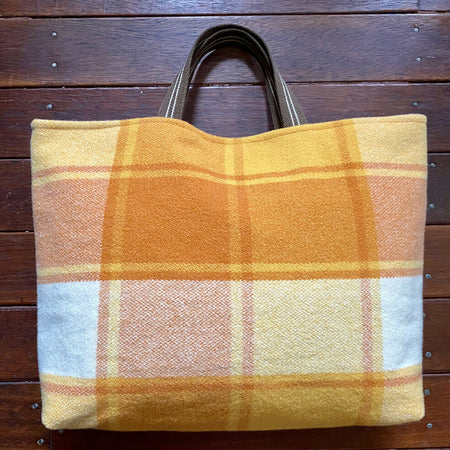 Upcycled Woollen Blanket - Market Tote - Orange