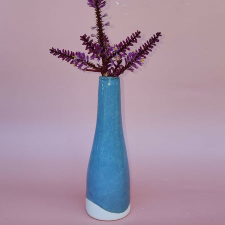 Handmade Ceramic Bud Vase - Stone Blue Glazed