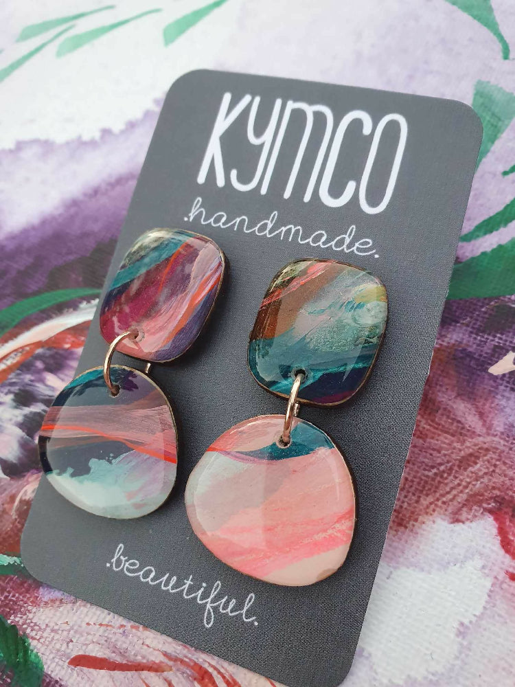 Aurora Collection| Resin large dangle earrings | Blue Purple 2