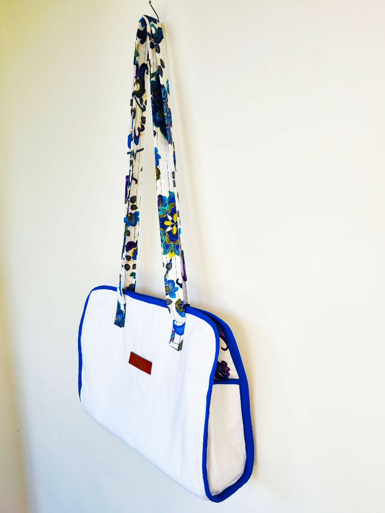 Denim Laptop Tote Handbag, Magnet Closures, Peacock Lining - FREE SHIPPING!