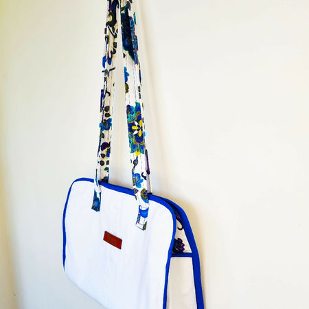 Denim Laptop Tote Handbag, Magnet Closures, Peacock Lining - FREE SHIPPING!