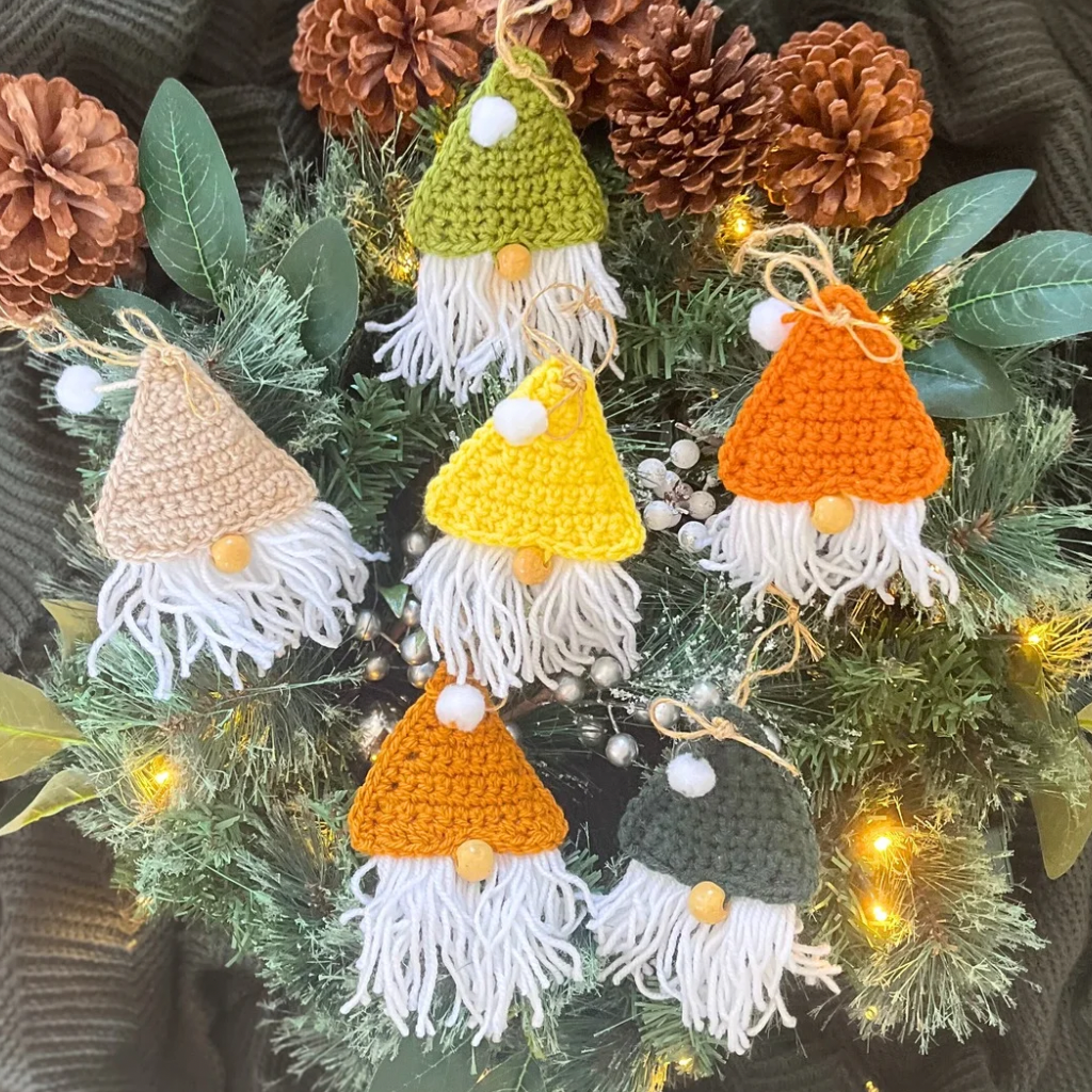 Crochet Gnome Xmas Tree Decorations Xmas Pack of Six