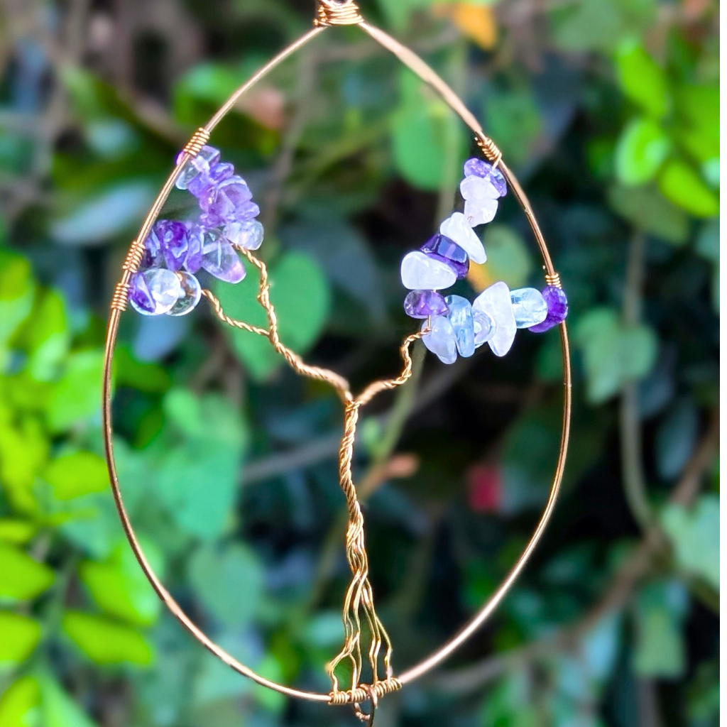 Mixed gemstone mini suncatcher - Wire art - Gift ready