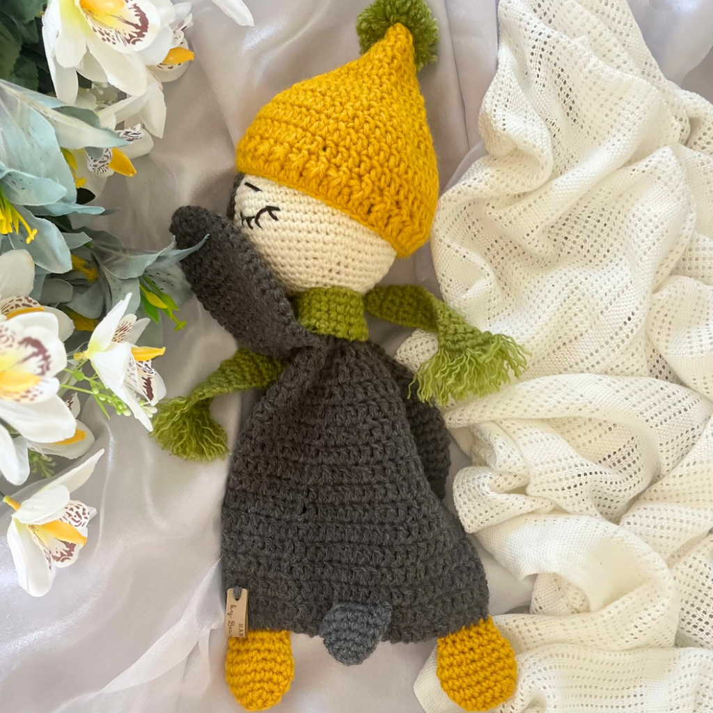 Handmade Crochet Penguin Snuggler with Handmade Xmas Gift Bag