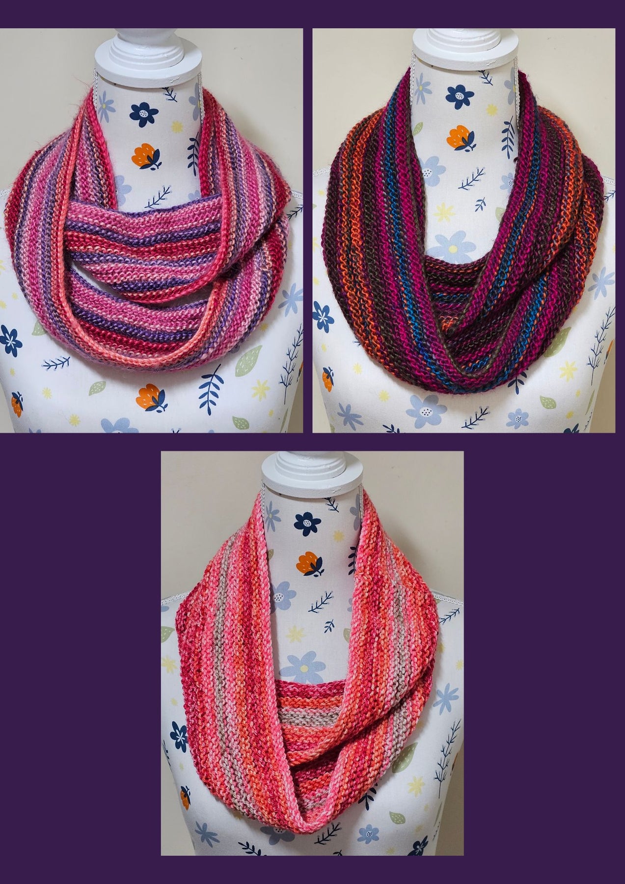 Hand knit infinity scarf, adult size