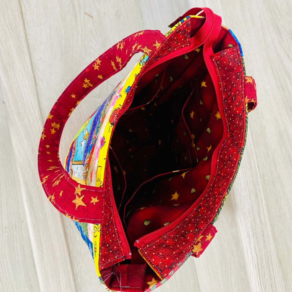 Thinking of You log cabin patchwork tote