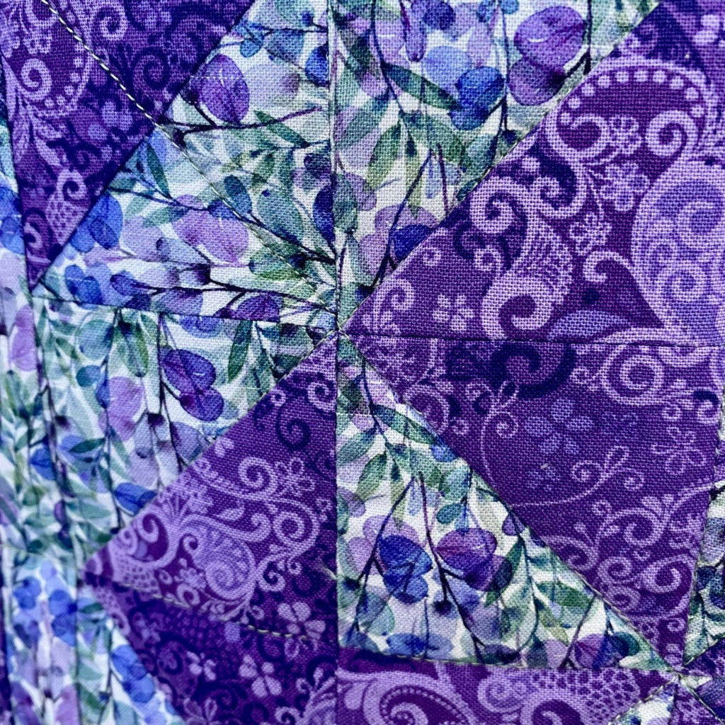 Lavender Whirl” Patchwork Tote – Floral & Paisley Quilted Bag