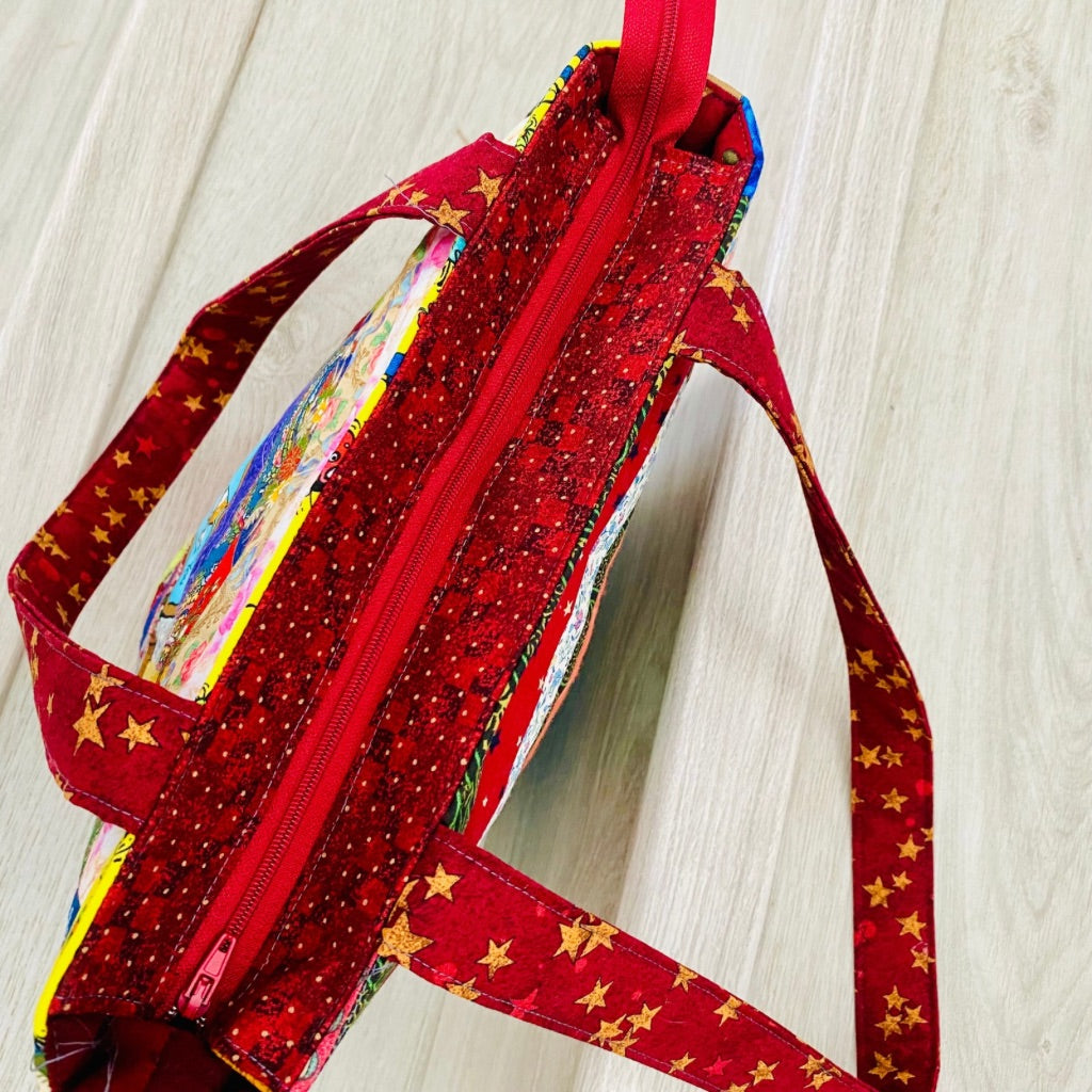 Thinking of You log cabin patchwork tote