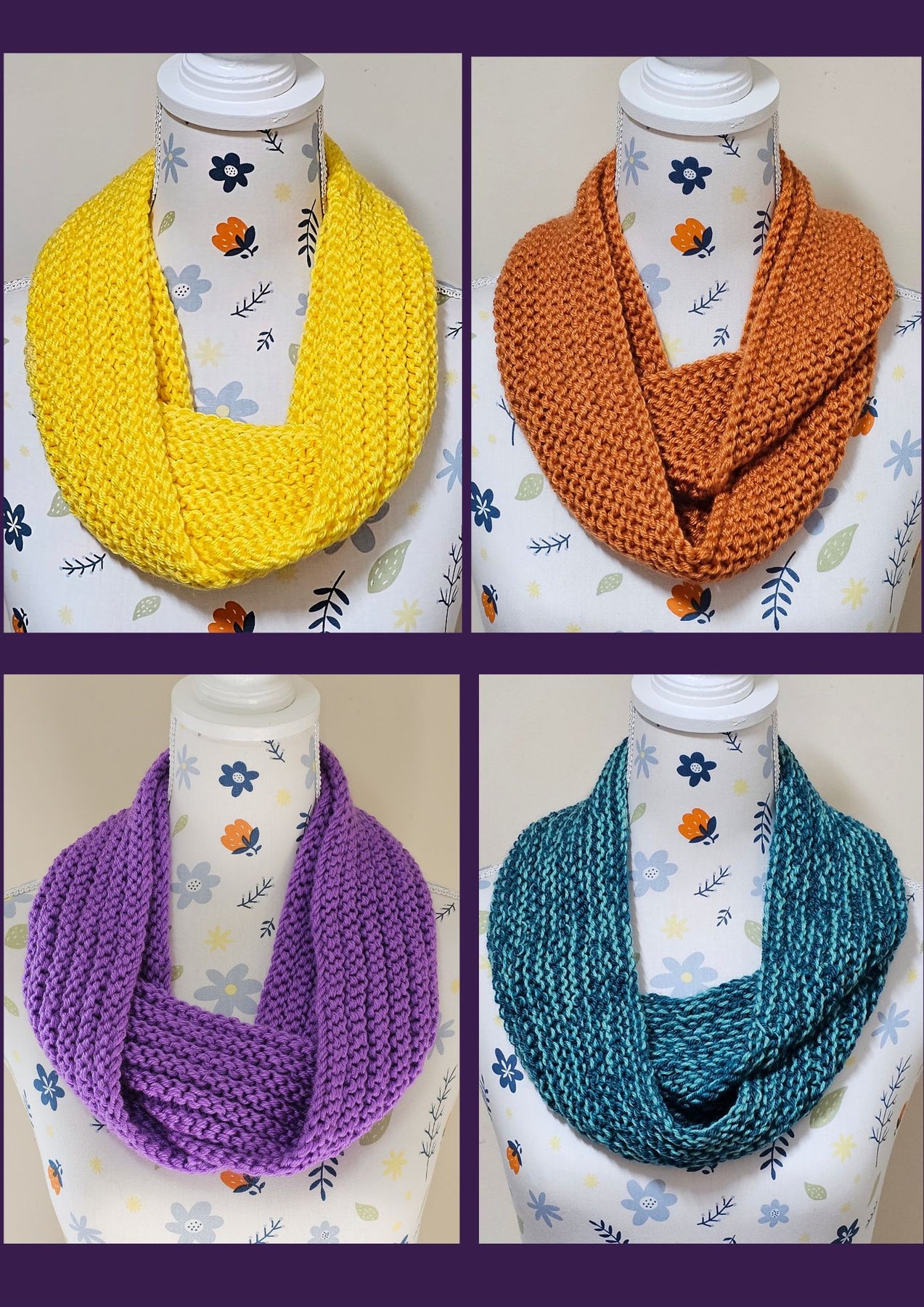 Handknit infinity scarf, adult size