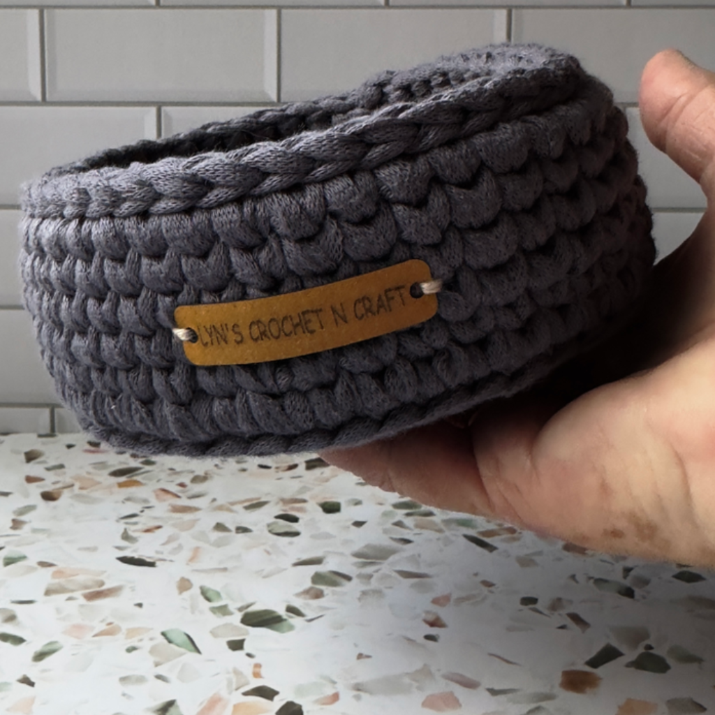 Soft & Sturdy small Crochet Basket – Grey Home Décor