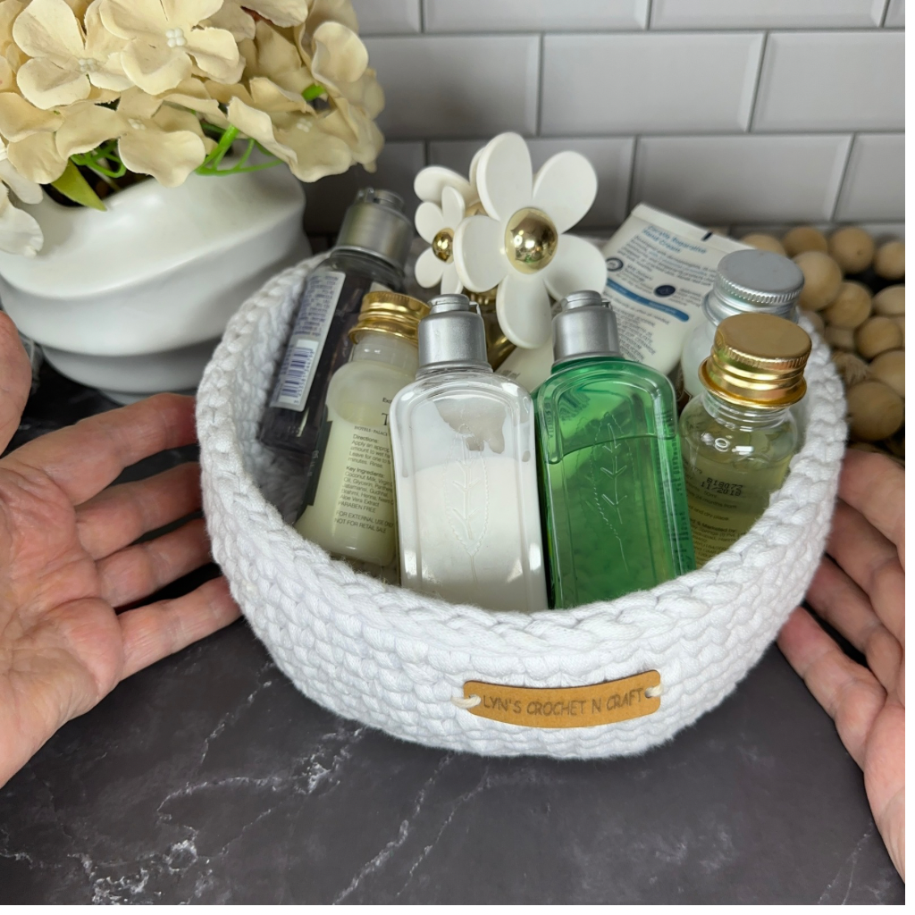 Elegant Handmade White Crochet Storage Basket