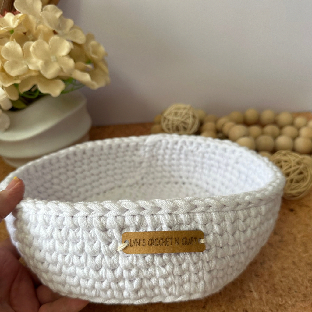 Elegant Handmade White Crochet Storage Basket