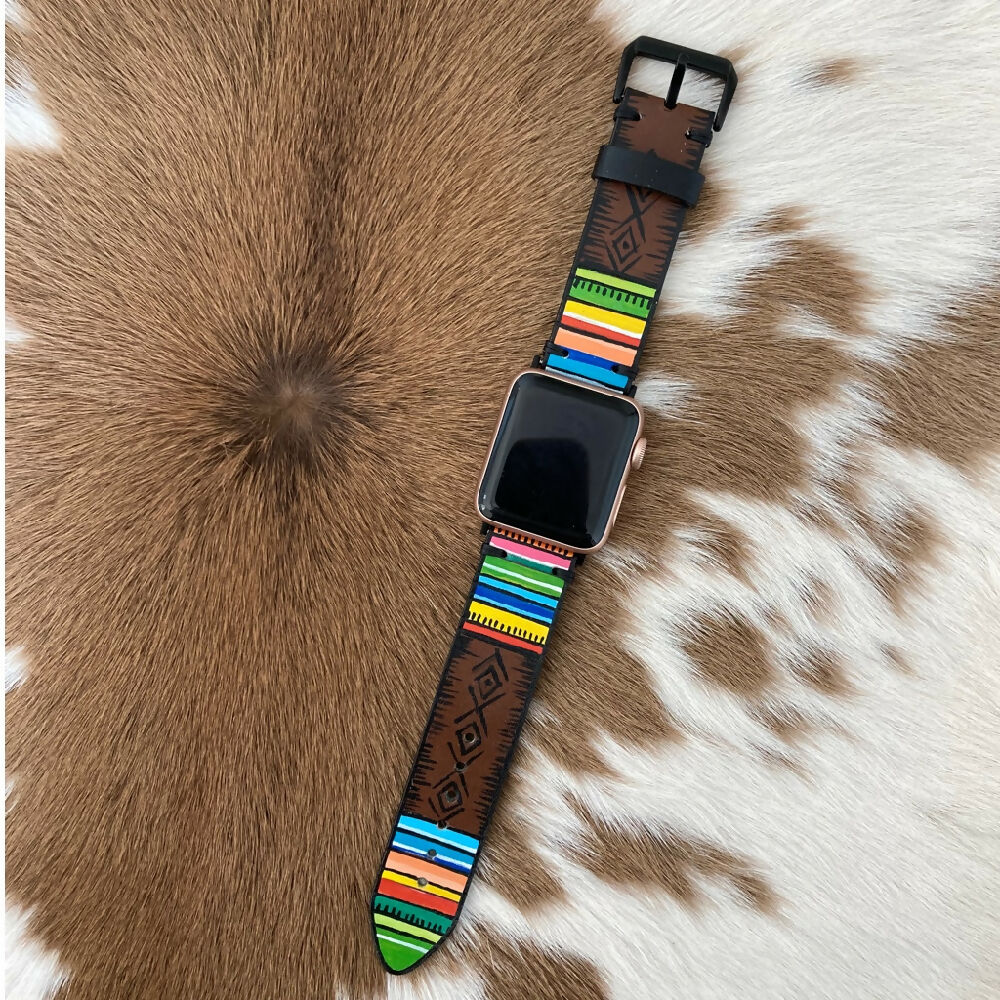 Leather Apple Watch band - serape