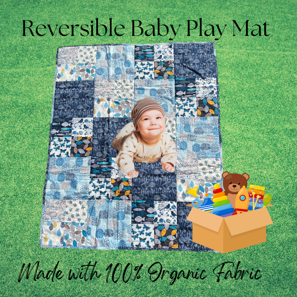 Blue fish and butterflies play mat