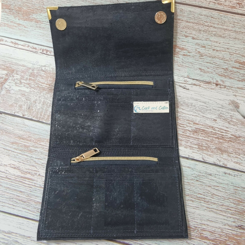 Large Cork Wallet- Navy Blue Cork