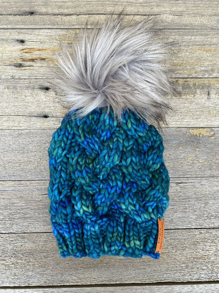 Green PomPom Beanie, ladies winter beanie