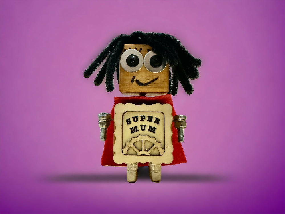 SuperMum - Wooden Steampunk Superhero Robot