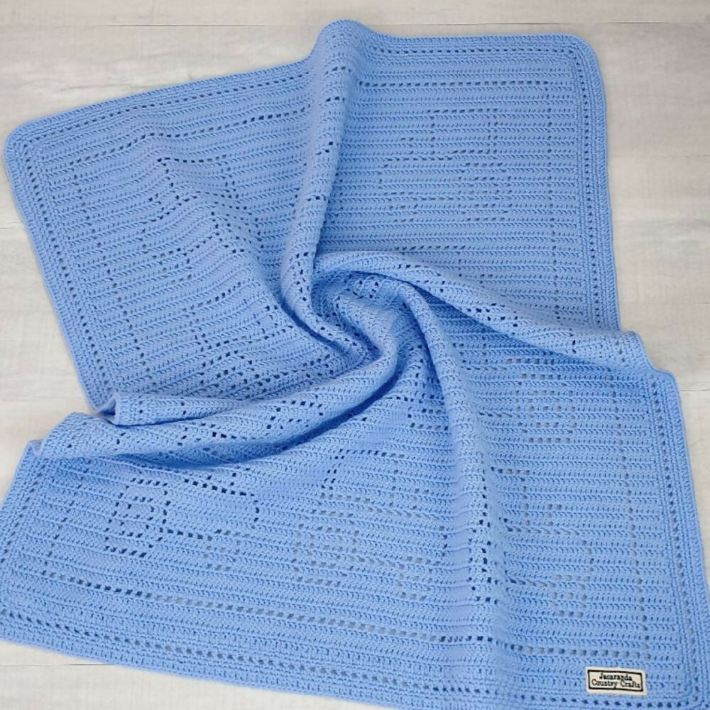 Blue Wool Baby Blanket 2