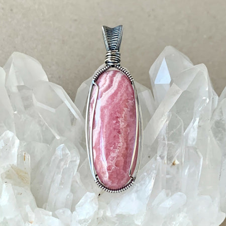 Rhodochrosite Pendant - Handcrafted with Ethically Sourced Recycled 925 Sterling Silver