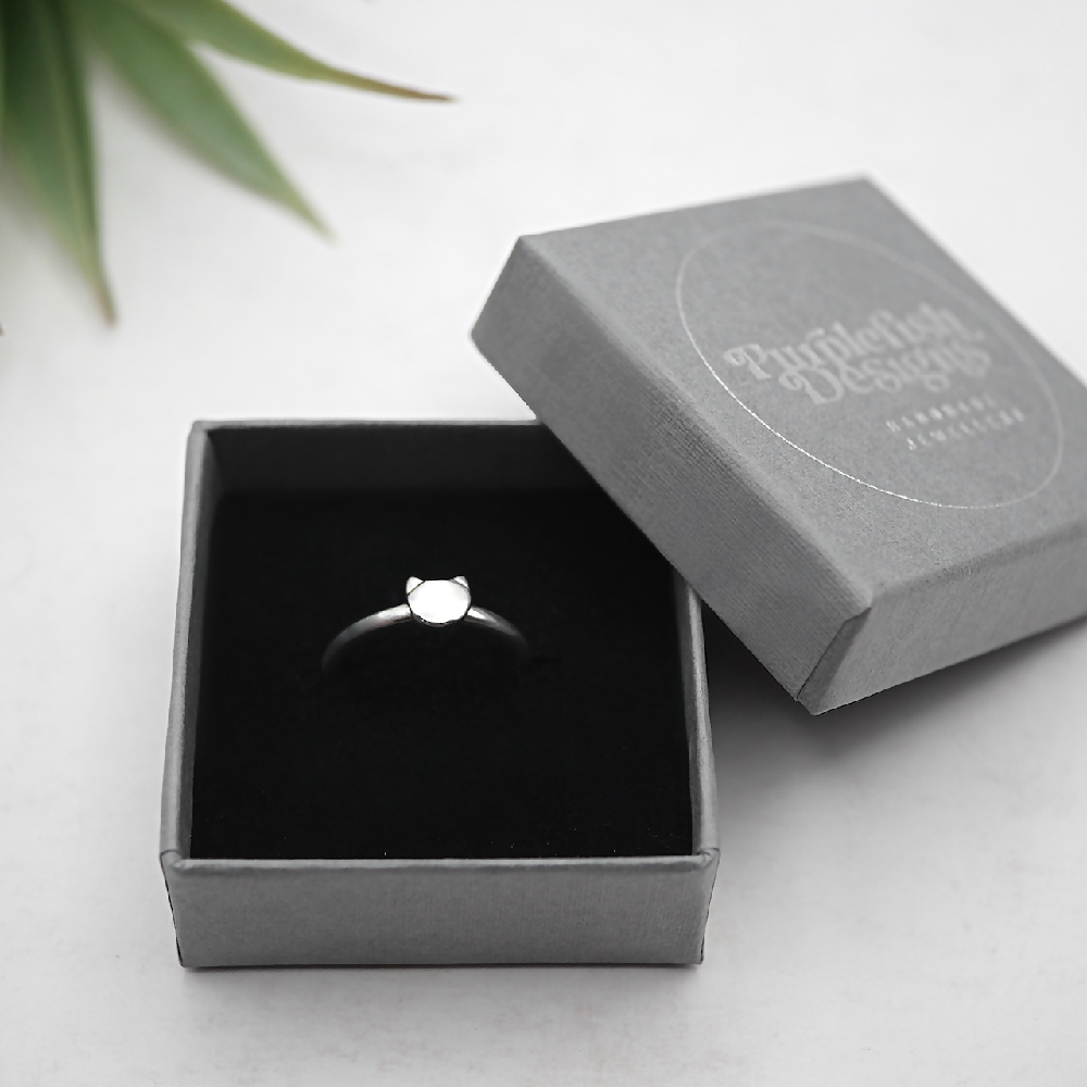 kitty ring sterling silver gift box sml