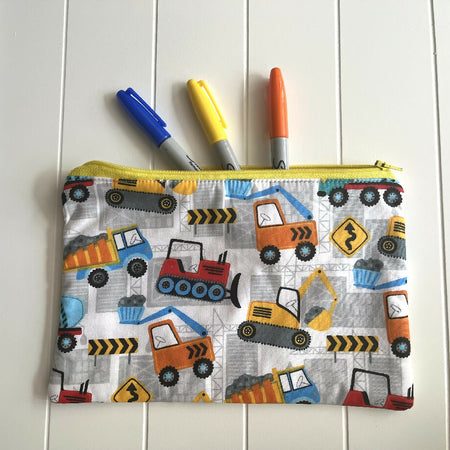 Construction vehicles pencil case