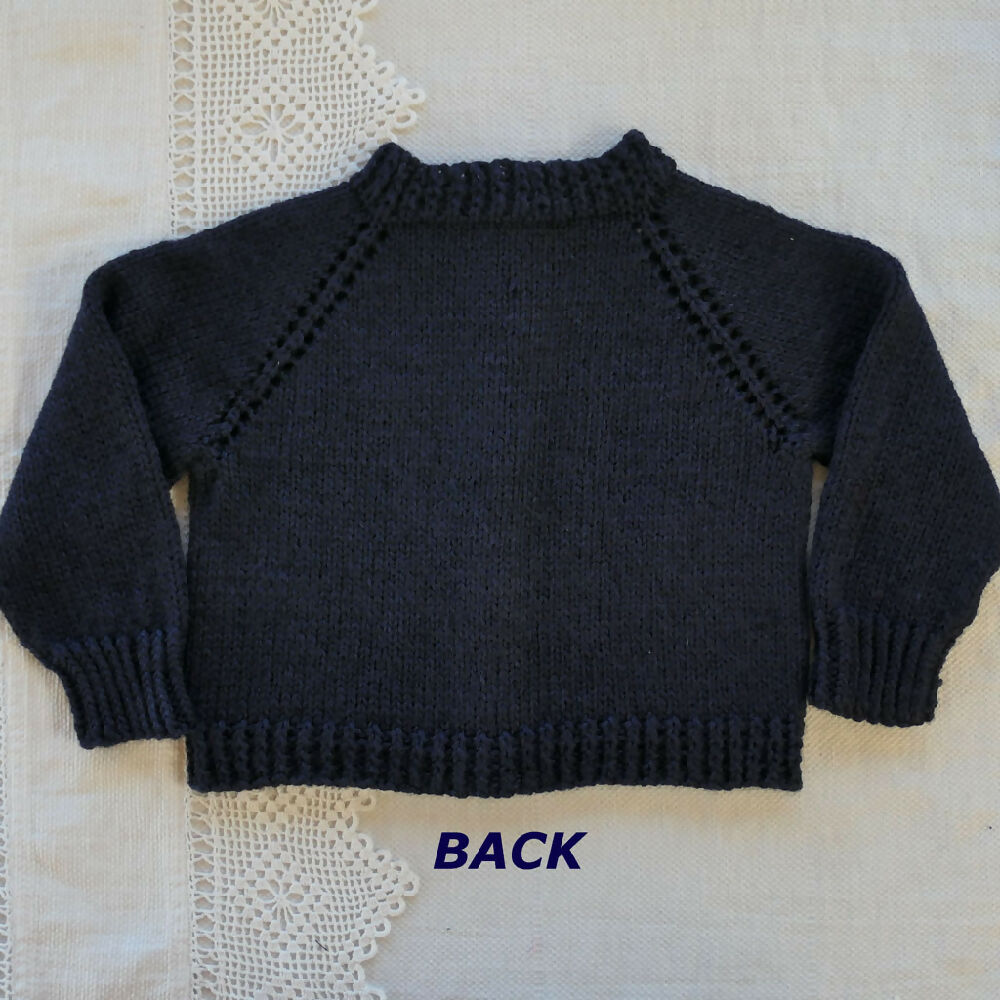 Dark navy wool and bamboo cardigan. Size 1-2. Free post